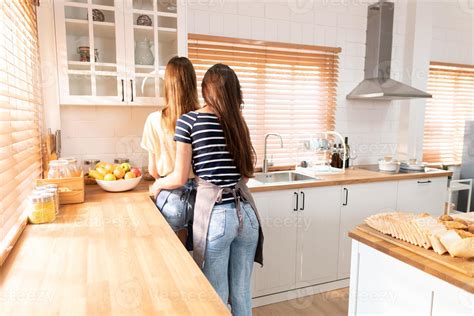 lesbian porn in kitchen